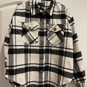 Black and white plaid shacket